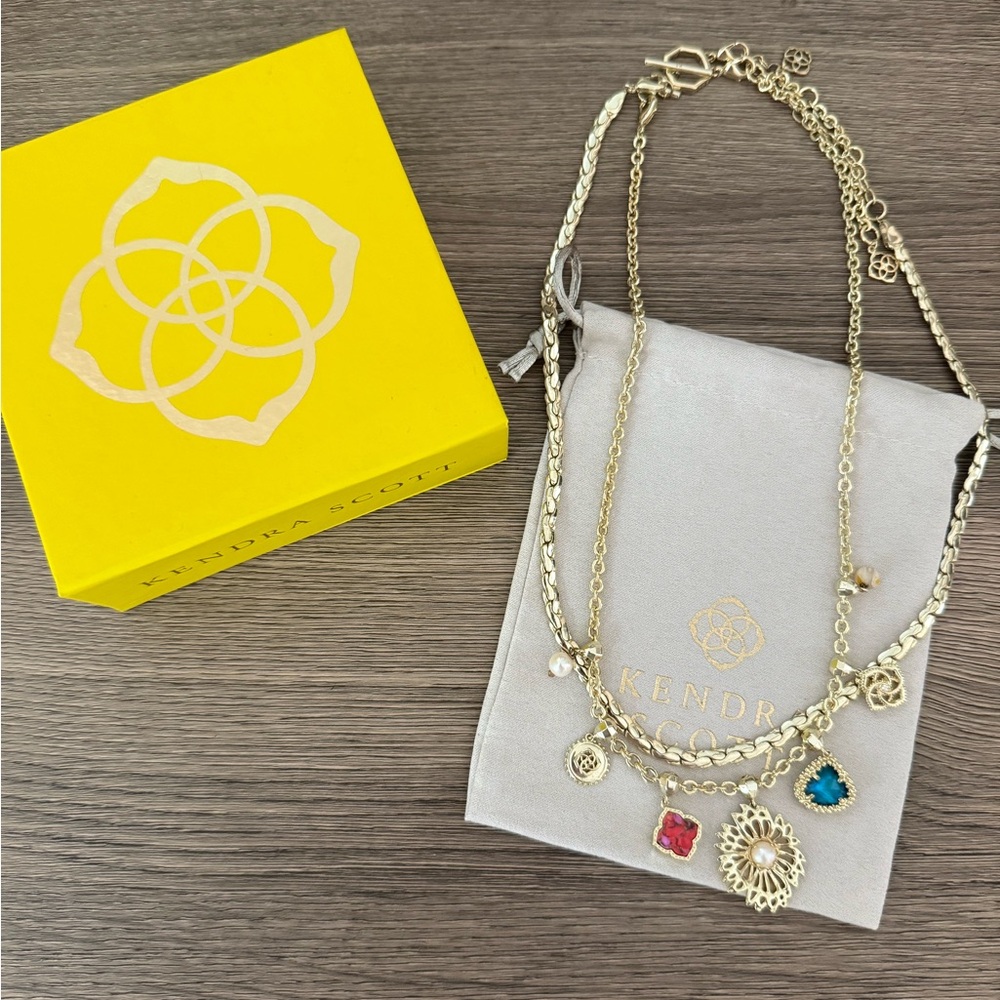 Kendra Scott Gold Multi-Color Charm Necklace 2 necklaces